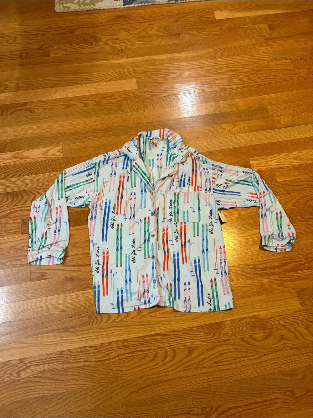 Anthropologie x LyreBird Briar Blue Long-Sleeve Pajama Shirt Size Small NWT